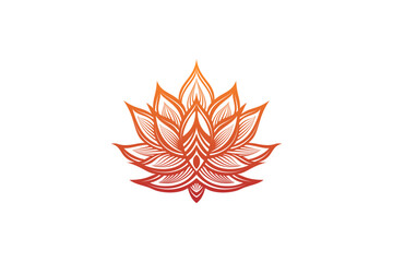 The beauty of the gradation design of the lotus flower Nelumbo nucifera Proteales Tracheophyta Nelumbonaceae. red orange gradient colors isolated on white background.