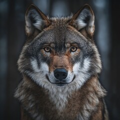 Intense Wolf Stare in a Detailed Portrait