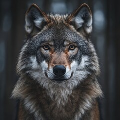 Obraz premium Intense Wolf Stare in a Detailed Portrait