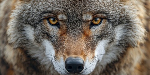 Obraz premium Intense Wolf Stare in a Detailed Portrait