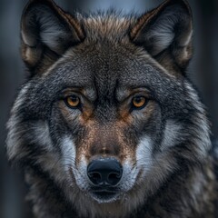 Obraz premium Intense Wolf Stare in a Detailed Portrait