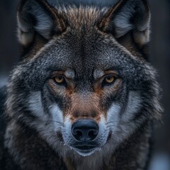 Intense Wolf Stare in a Detailed Portrait