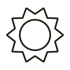 Vector sun icon. Black outline. Vector illustration isolated on white background