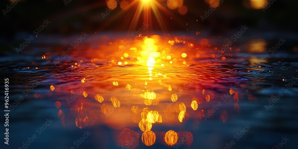 Wall mural Sunlit Bokeh Reflected in Rippling Water