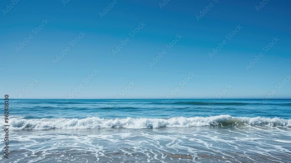 Poster Blue ocean waves under clear sky