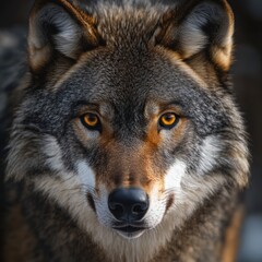 Obraz premium Intense Wolf Stare in a Detailed Portrait