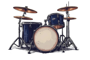 blue drum clipart illustration, with isolated transparent background