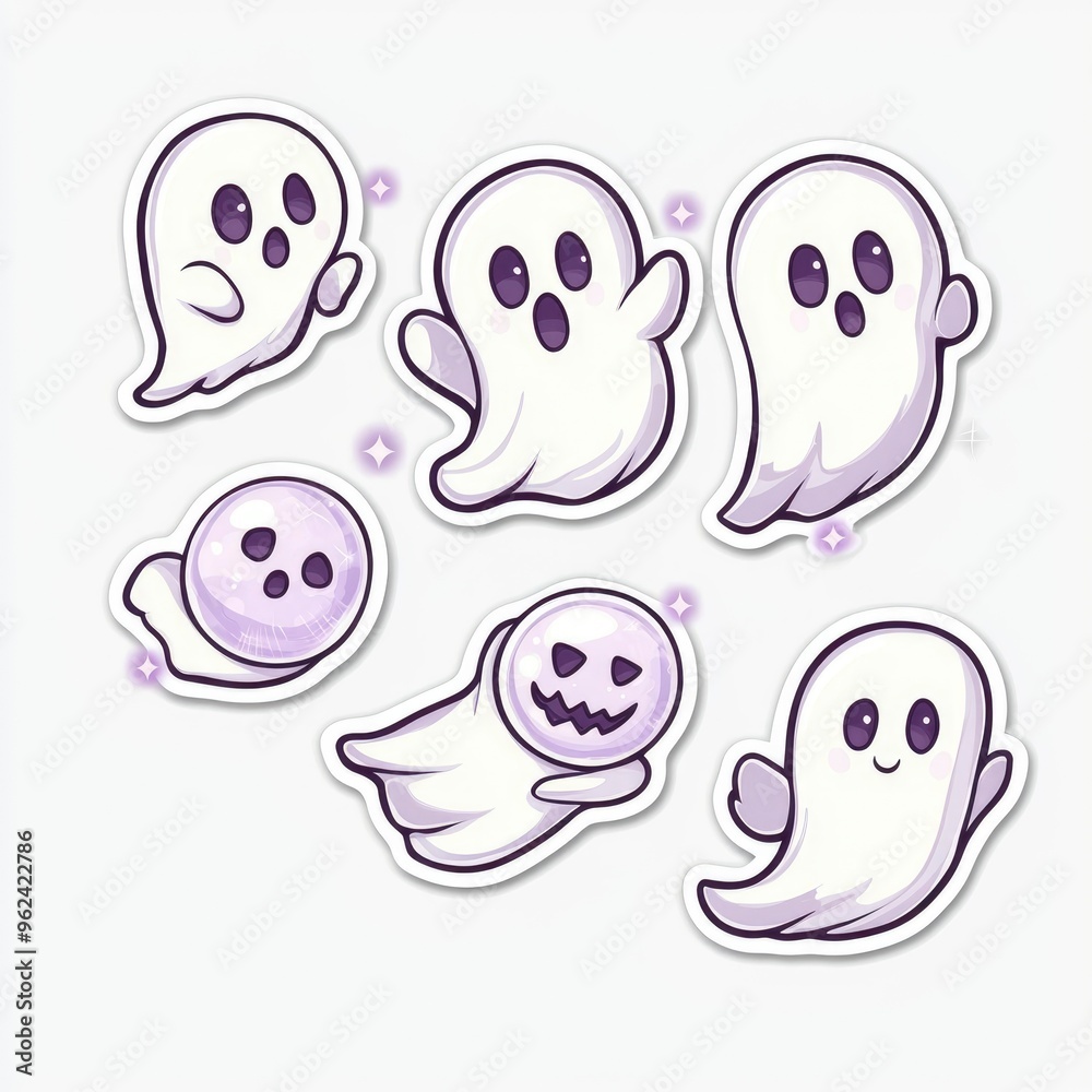 Wall mural cute ghost stickers - halloween illustrations