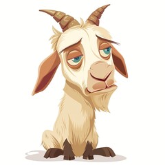 Goat Sadness emotion fantasy animal cartoon isolated whitebackground