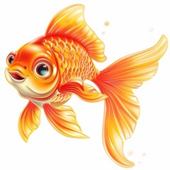 Fototapeta premium Goldfish Awe emotion fantasy animal cartoon isolated whitebackground