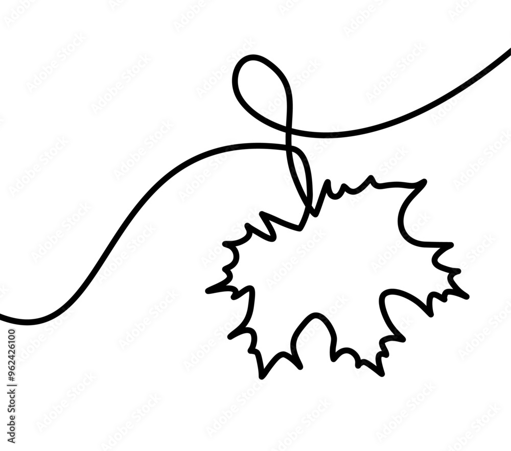 Canvas Prints black line art of a maple leaf with a flowing loop design, ideal for modern and minimalist fall-them