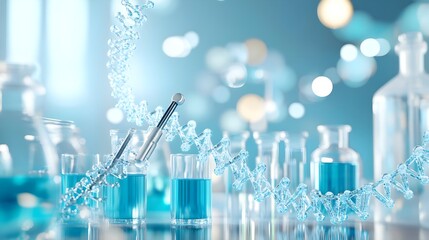 DNA Helix Research Lab Beaker Science Concept