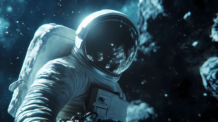 Astronaut in outer space, 3d render. Astronaut. Illustration