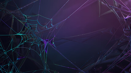 abstract spider web background with chaotic, overlapping strands that form geometric patterns