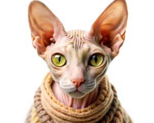 isolated sphynx cat with sweater