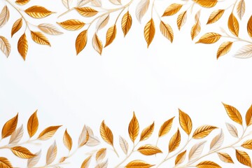 Light brown and gold leaf frame background wallpaper with copy space