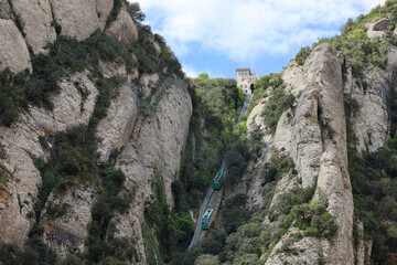 The Funicular Sant Joan at the Montserrat mountain in Catalonia, Spain.