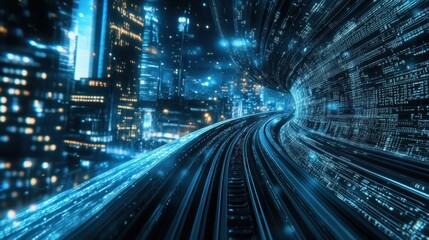 Fototapeta premium Digital Highway Through The City