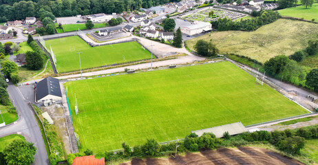 Aerial View of Tempo Maguires GAC and Hurling and Gaelic Football Pitch Tempo County Fermanagh...