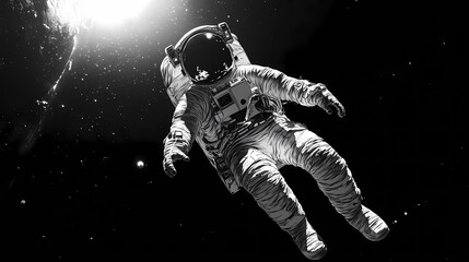 Fototapeta premium Generative ai image of astronaut floating in earth's orbit. Astronaut. Illustration