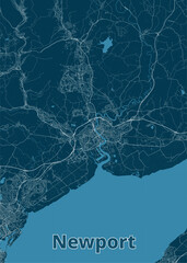 Newport, United Kingdom artistic blueprint map poster