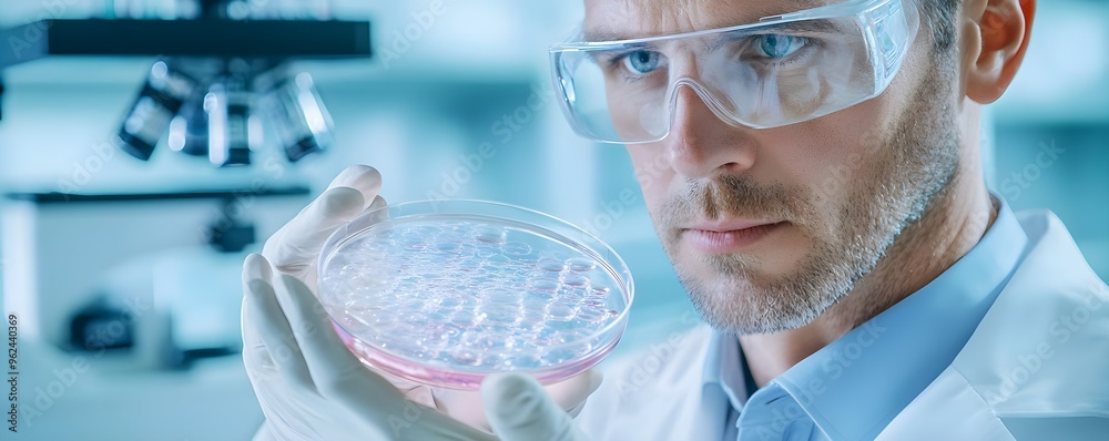 Wall mural Scientist Examining Lab Culture in Petri Dish