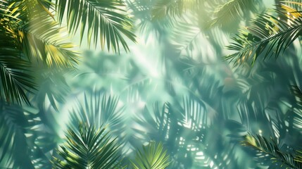 Palm Leaf Shadows on Teal Background