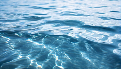 A detailed close-up, top-down view of ripples in water, capturing the intricate texture and subtle reflections of light, showcasing the beauty and complexity of natural patterns