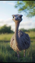 Ostrich in Nature, Photo Realistic, Texture, Pattern Background, Wallpaper, Cover and Screen for Smartphone, PC, Laptop, 9:16 and 16:9 Format