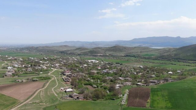 Mountains with a village in the background