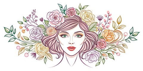 Wector woman face line design .Logo.