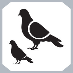 Dove silhouette bird logo design, simple hand drawn and linocut style, bird silhouette illustration