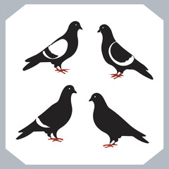 Dove silhouette bird logo design, simple hand drawn and linocut style, bird silhouette illustration