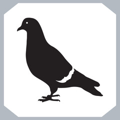 Dove silhouette bird logo design, simple hand drawn and linocut style, bird silhouette illustration