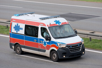 Medical Emergency Ambulance Vehicle In Motion