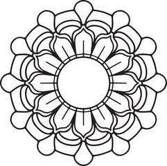 Outline Mandala for coloring book. Decorative round ornament. Anti-stress therapy pattern. Weave design element. Yoga logo, background for meditation poster.