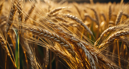 Fototapeta premium Golden wheat stalks swirling abstract background