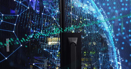 Image of digital data processing over computer servers