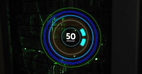 Image of internet speedometer data processing over computer servers