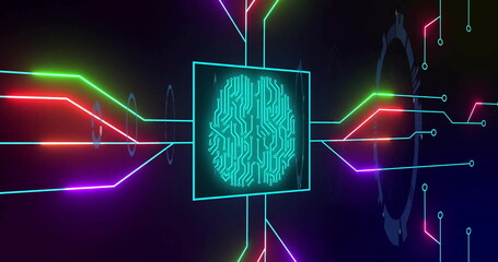 Image of brain and digital data processing over computer servers