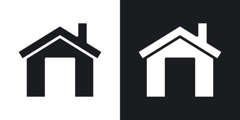 Home solid vector icon set in black and white color.