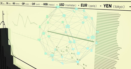 Image of digital data processing over globe