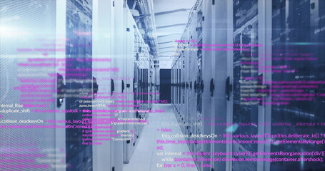 Computer code image over data servers in modern data center