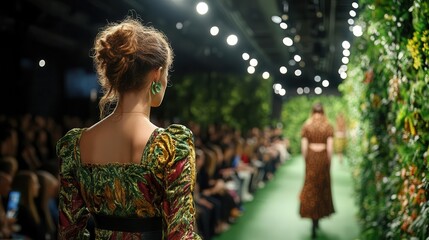 Sustainable fashion show with ethical designs, green fashion event, eco-friendly runway