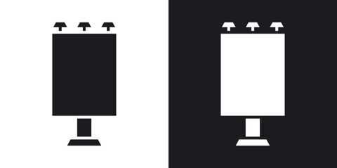 Billboard solid vector icon set in black and white color.