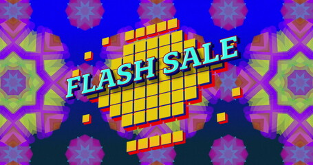 Image of flash sale text over colourful shapes