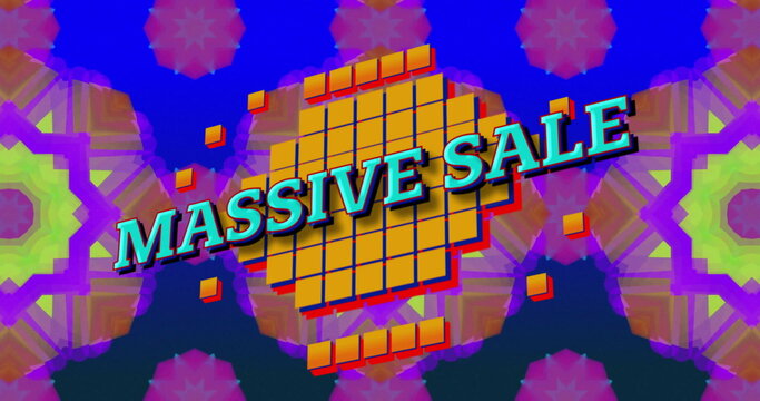Image of massive sale text over colourful shapes