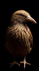 Kiwi Bird on Black Background, Photo Realistic, Texture, Pattern Background, Wallpaper, Cover and Screen for Smartphone, PC, Laptop, 9:16 and 16:9 Format