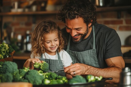 Father and Daughter Cooking Together
