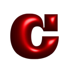 Red shiny metal shiny reflective letter G 3D illustration